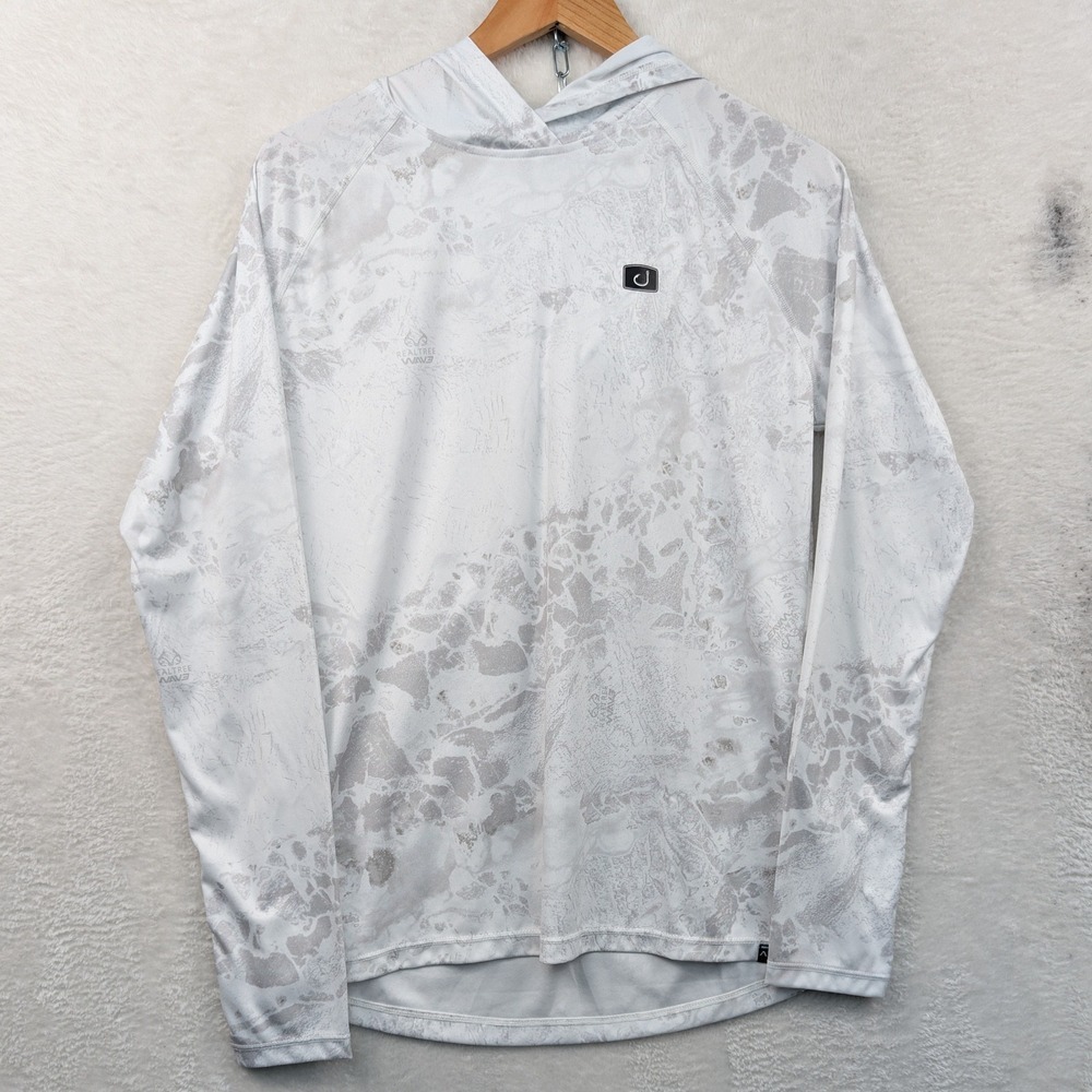 Avid Shirt Men's XL White Realtree Wave Camo UV Protection Fishing Hooded